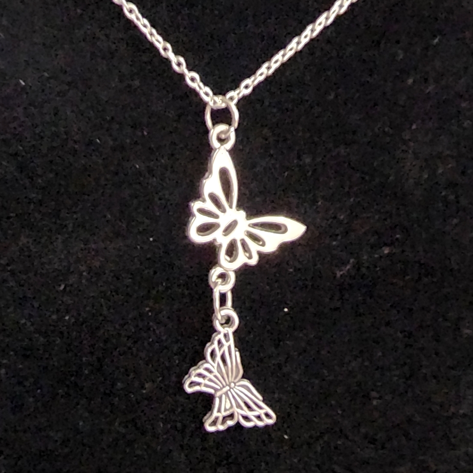Silver Flying Butterfly Necklace